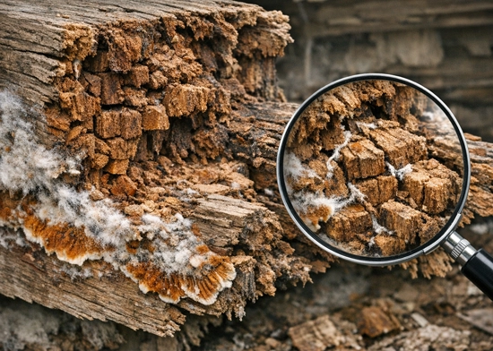 bois contaminé mérule pourriture cubique
